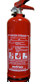 Extincteur à poudre 2 kg compact pour sécurité véhicule, adapté voitures, quads et utilitaires