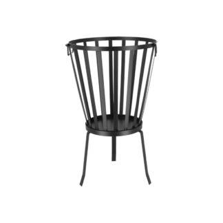 Brasero en acier doux robuste, design compact, dimensions L34 x P33,6 x H57,5 cm, idéal pour chauffage extérieur et décoration de jardin