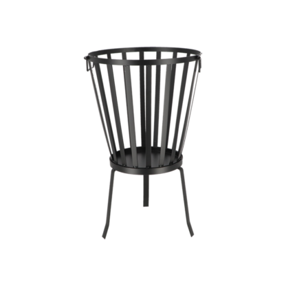 Brasero en acier doux robuste, design compact, dimensions L34 x P33,6 x H57,5 cm, idéal pour chauffage extérieur et décoration de jardin