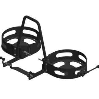 Kit support de seaux monté sur trottinette ZOSH Mountain, robuste et stable, conçu pour transporter deux seaux en terrain irrégulier.