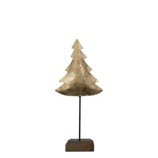 Petit sapin de Noël en métal doré de 28 cm, design élégant et festif