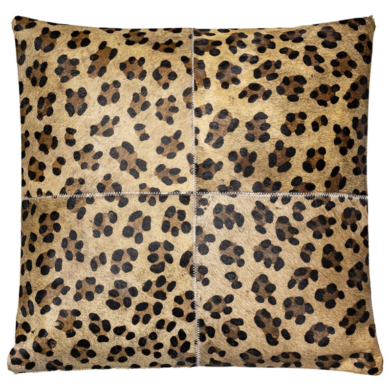 coussin-carre-en-peau-de-vache-imprime-leopard-45-x-45 Coussin peau de vache motif léopard 45×45 cm – face avant