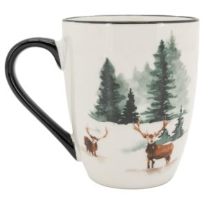 Tasse cerf et sapin en porcelaine